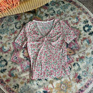 Zara Women's Pink and Cream Shirt